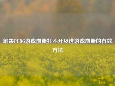 解决PUBG游戏崩溃打不开及进游戏崩溃的有效方法
