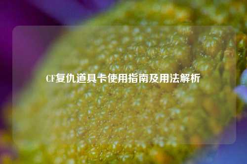 CF复仇道具卡使用指南及用法解析